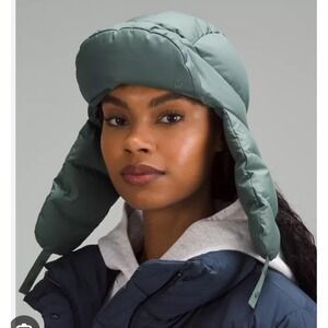 Lululemon Trapper Hat Wunder Puff Winter 600 Down Women XS/ Small‎ Green New
